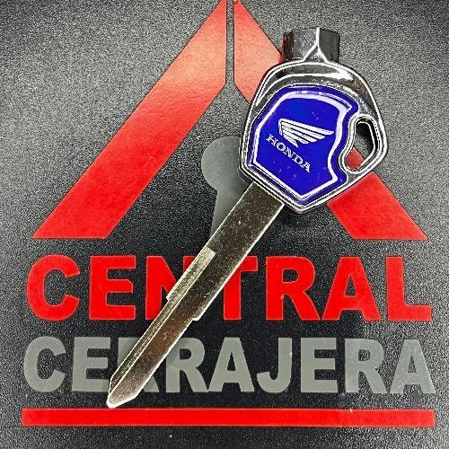 LLAVE METAL PLASTICO MOTO HONDA AZUL IMAN  (INSERTO 382)