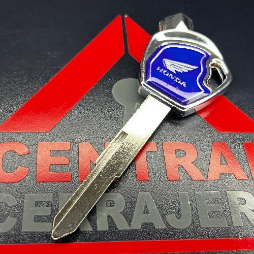 LLAVE METAL PLASTICO MOTO HONDA AZUL IMAN  (INSERTO 382)