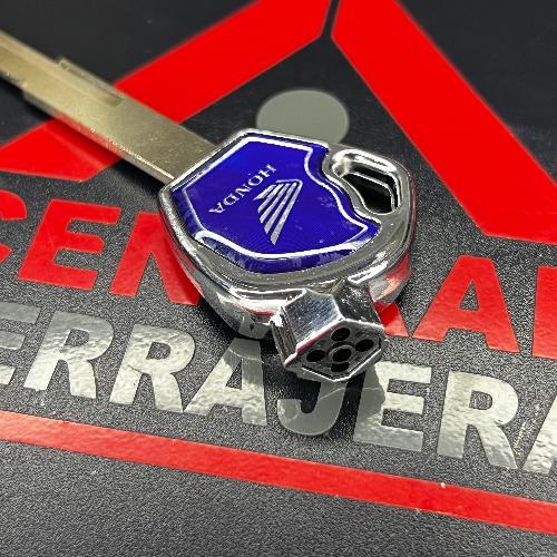 LLAVE METAL PLASTICO MOTO HONDA AZUL IMAN  (INSERTO 382)